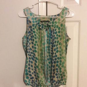 Zach & Rachel sleeveless bow top blue/green polka